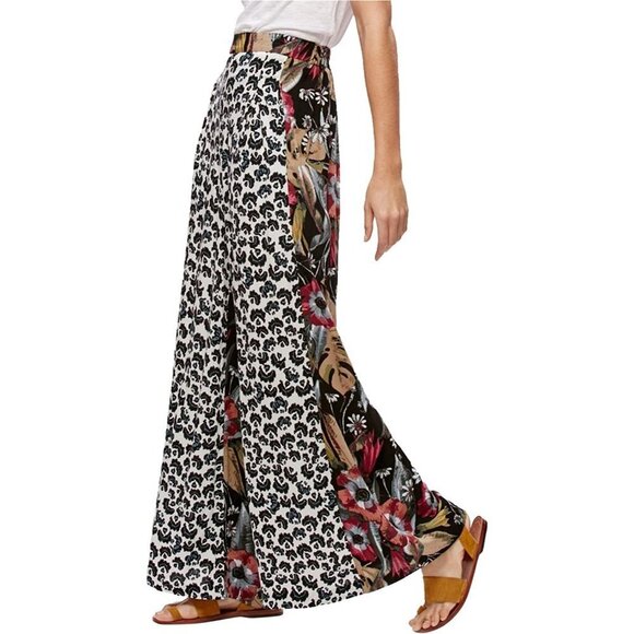 Free People Women's Palazzo Pants Wide Leg Multi Floral Print Small - Picture 1 of 10